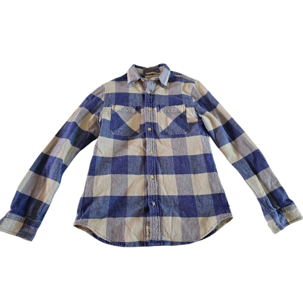 Ralph Lauren Denim Supply Men Shirt Western Blue Plaid Checkered Polo Size Small